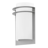 Eglo 94133A Malgera 1-Light Outdoor Wall Sconce Waterproof Anti-Rust Porch Lamp For Garage, Frontyard, And Patio, 7-Inch, Silver