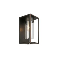 Eglo Water Hill 1-Light Outdoor Wall Sconce Modern Dimmable Led Waterproof Indoor/Outdoor Wall Lantern With Clear Glass, 14 In, Black