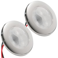 Five Oceans Led Marine Courtesy Lights 2Pack 3Inch Boat Ceiling Light Round Cockpit Light Boat Cabin Light Blue Led 122