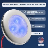 Five Oceans Led Marine Courtesy Lights 2Pack 3Inch Boat Ceiling Light Round Cockpit Light Boat Cabin Light Blue Led 122