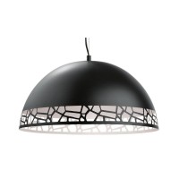 Eglo 97442A Savignano 1 Led Pendant Light Hanging Ceiling Fixture For Kitchen Island, Hallway, And Dining Room, 21-Inch, Matte Black & White