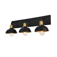 Anders Collection Wall Sconce D27 H8.3 Lt:3 Black And Brass Finish