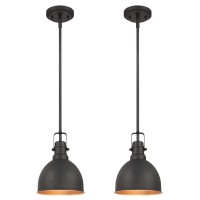 Westinghouse Lighting Westinghouse 6345600 One-Light Mini Pendant Industrial Hammered Oil Rubbed Bronze Finish With Highlights (2 Pack)