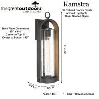 Minka Lavery Outdoor Wall Light 72453-143C Kamstra Exterior Wall Lantern, 1-Light 60 Watts, Oil Rubbed Bronze