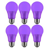 Sunlite 40946 Led A19 Colored Light Bulb, 3 Watts (25W Equivalent), E26 Medium Base, Non-Dimmable, Ul Listed, Party Decoration, Holiday Lighting, 6 Count, Purple