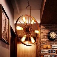 The Saralin is rich in character with the rusted finish iron industrial pulley wheel chandelier46 The included six 40641 Edison style bulbs take it up a level for a truly provincial feel46 Hang it in your favorite space or over a bar46 great for creating 