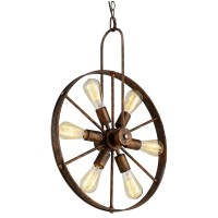 The Saralin is rich in character with the rusted finish iron industrial pulley wheel chandelier46 The included six 40641 Edison style bulbs take it up a level for a truly provincial feel46 Hang it in your favorite space or over a bar46 great for creating 