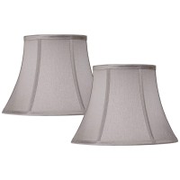 Set Of 2 Pewter Gray Small Bell Lamp Shades 7