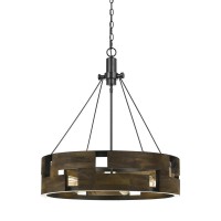 30 Height Metal Chandelier in Smoky Wood Finish