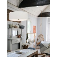 1225 Height Fabric Pendant Fixture in Off White