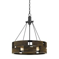 28 Height Metal Chandelier in Smoky Wood Finish