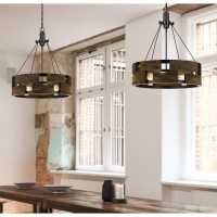 28 Height Metal Chandelier in Smoky Wood Finish