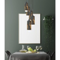 60W X 5 Reggio Wood Pendant Glass Fixture Edison Bulbs Not Included