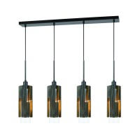 60W X 4 Reggio Wood Pendant Glass Fixture Edison Bulbs Not Included