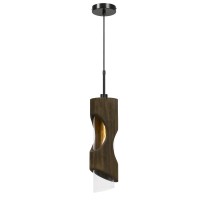 235 Height Glass Pendant in Smoky Wood Finish