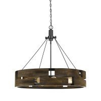 30 Height Metal Chandelier in Smoky Wood Finish