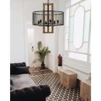 29 Height Mesh Chandelier with Wood Finish