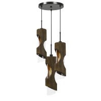 235 Height Glass Pendant in Smoky Wood Finish