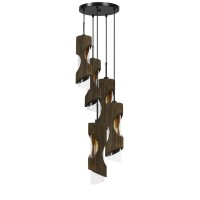 235 Height Glass Pendant in Smoky Wood Finish