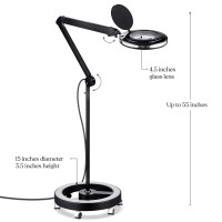 Brightech Lightview Pro Magnifying Glass With Stand Light Magnifying Floor Lamp With 6Wheel Rolling Base For Facials Lashe