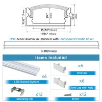 Muzata 6Pack 33Ft1Meter U Shape Led Aluminum Channel System With Transparent Clear Cover Lens Aluminum Extrusion Track Housin