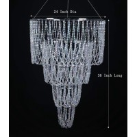 Flavorthings 4 Tiers Large Wedding Chandelier,Faux Crystal Iridescent Beaded Swag Chandelier, 24