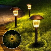 Solpex Solar Path Lights, 4 Pack High Lumen Solar Garden Lights, Solar Powered Waterproof Pathway Lights, Automatic Led Warm White Solar Yard Lights For Driveway, Walkway, Landscape, Lawn