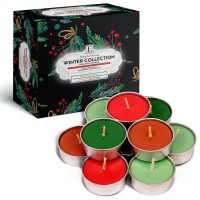 Christmas Candles Scented Candles Tea Lights Candles - Votive Candles Bulk With 4 Fragrance Scented Tealights Candle Set 64 Pcs - Holiday Joy, Peppermint, Gingerbread, Balsam & Cedar - Tea Candles