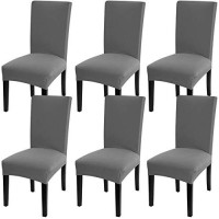 Yisun Dining Room Chair Slipcovers Spandex Dining Chair Covers Parsons Chair Covers Stretch Dining Chair Slip Covers Protector For Dining Room,Kitchen,Hotel,Banquet Wedding Party (6 Pack, Gray)