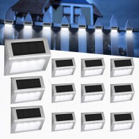 Easternstar Solar Deck Lights 12-Pack, 4 Leds, Stainless Steel, Solar Powered, Waterproof Ip44, Ideal Outdoor Lights For Step Stair Deck Fence Path Patio Pathway, Cool White