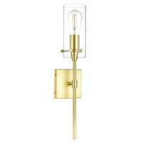 Linea Di Liara Effimero Gold Modern Wall Sconce Wall Lighting Bathroom Light Fixtures Farmhouse Wall Sconce Light Indoor Bedroom Bathroom Vanity Wall Sconces, Clear Glass Shade, Ul Listed