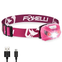 Foxelli Rechargeable Headlamp Flashlight Super Bright Led Head Lamp For Running Camping Hiking Work Lightweight Comfortab