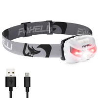 Foxelli Rechargeable Headlamp Flashlight Super Bright Led Head Lamp For Running Camping Hiking Work Lightweight Comfortab