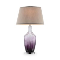 Brighten your living space and accentuate your interior dcor style with this alluring table lamp The distinct design features a gradient purple glass body sitting on a polished nickel base Topped with an drumshaped beigecolored fabric lamp shade This eleg