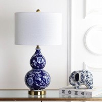 Jonathan Y Jyl3003A Lee 27 Ceramic Chinoiserie Led Table Lamp Traditional Bedside Desk Nightstand Lamp For Bedroom Living Room Office College Bookcase Led Bulb Included, Bluewhite