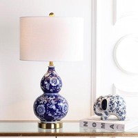 Jonathan Y Jyl3003A Lee 27 Ceramic Chinoiserie Led Table Lamp Traditional Bedside Desk Nightstand Lamp For Bedroom Living Room Office College Bookcase Led Bulb Included, Bluewhite