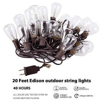 Zhongxin 20Ft Outdoor Patio String Lights With 21 St35 Edison Bulbs(1 Extra), Ul Listed For Indoor/Outdoor Decor, Perfect For Garden, Backyard, Pergola, Patio, Party, Cafe, Bistro, Wedding Ͽ