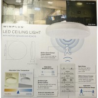 Winplus Lm56123-6 Control & Motion Activated Led Ceiling Light With Remote, White