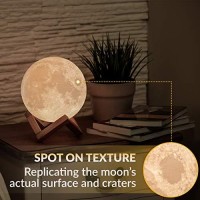 Mind-Glowing 3D Moon Lamp - 16 Led Colors, Dimmable, Rechargeable Night Light (Large, 5.9In) With Wooden Stand, Remote & Touch Control - Nursery Decor For Your Baby, Birthday Gift Idea For Women