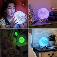 Mind-Glowing 3D Moon Lamp - 16 Led Colors, Dimmable, Rechargeable Night Light (Large, 5.9In) With Wooden Stand, Remote & Touch Control - Nursery Decor For Your Baby, Birthday Gift Idea For Women