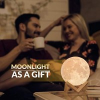 Mind-Glowing 3D Moon Lamp - 16 Led Colors, Dimmable, Rechargeable Night Light (Large, 5.9In) With Wooden Stand, Remote & Touch Control - Nursery Decor For Your Baby, Birthday Gift Idea For Women