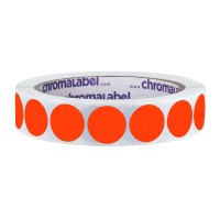 Chromalabel 34 Inch Round Removable Color-Code Dot Stickers, 1000 Per Roll, Fluorescent Red-Orange