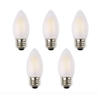 Opalray C35 2W Led Candelabra Bulb, 25W Incandescent Equivalent, Dimmable, High Cri Warm White Light 2700K, Frosted Glass Cover, E26 Medium Base, Torpedo Tip, 5 Pack