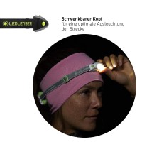 Ledlenser Neo4 Led Headlamp Trail Running, Green, Incl. 3Xaaa Batteries0 Lumens, Red Rear Back Light, Runtime Up To 40H, Running, Sport, Jogging, Stamina, (500915)