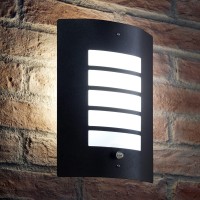 Auraglow Wall Light Black Stainless Steel Grill Design With Day And Night Sensor - 1 X Led Bulb (Cool White) 5W Included