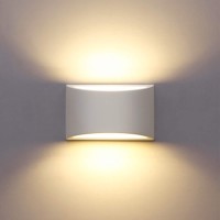 Hydong Led Wall Lights Indoor Modern White Plaster Wall Wash Lights 7W Warm White Led Sconce Up And Down Wall Lamp For Living Room, Bedroom, Hallway