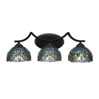 Zilo 3 Light Bath Bar Shown In Matte Black Finish With 7 Turquoise Cypress Art Glass