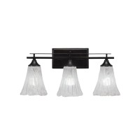 Uptowne 3 Light Bath Bar Shown In Dark Granite Finish With 5.5 Italian Ice Glass