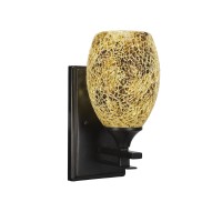 Uptowne 1 Light Wall Sconce Shown In Dark Granite Finish With 5 Gold Fusion Glass