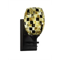 Uptowne 1 Light Wall Sconce Shown In Dark Granite Finish With 6 Sea Haze Seashell Glass